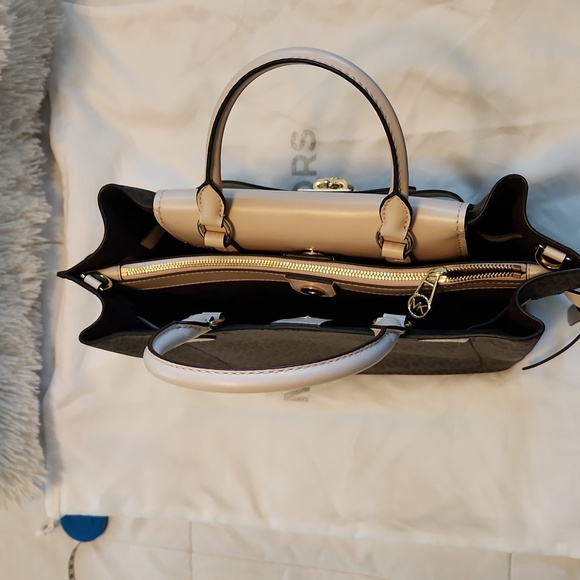 Michael Kors Large Hamilton Legacy Logo Belted Satchel- Pink & Brown NWT $628 - Picture 4 of 11